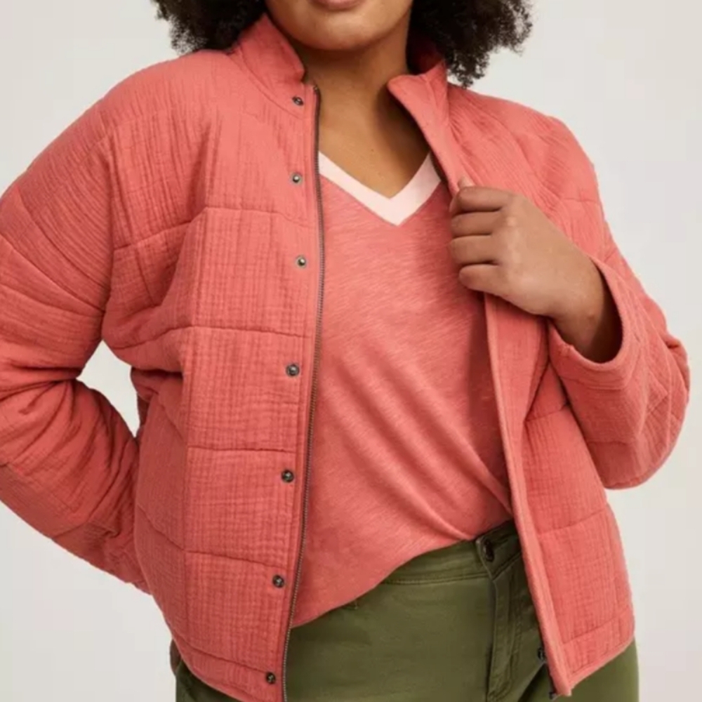 NWT Torrid Quilted Drop Shoulder Jacket In Faded Rose Size 2X